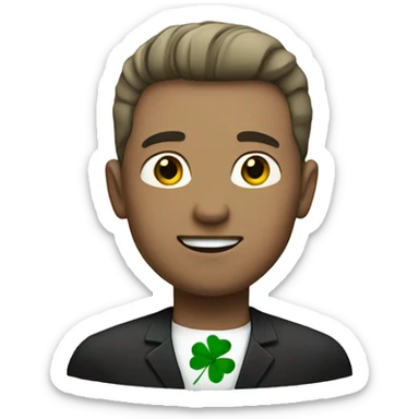 white man with four leaf clover sticker