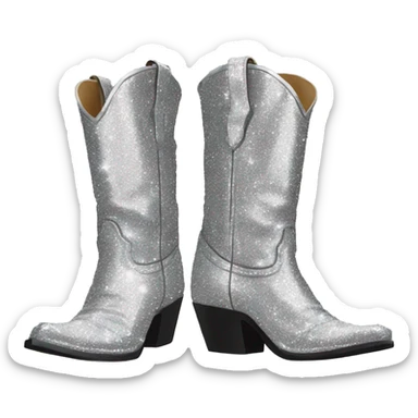 silver sparkly cowboy boots sticker