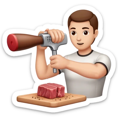 Tenderizing beef with a meat tenderizer sticker