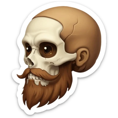 Weird skull with brown mustache beard  side view sticker