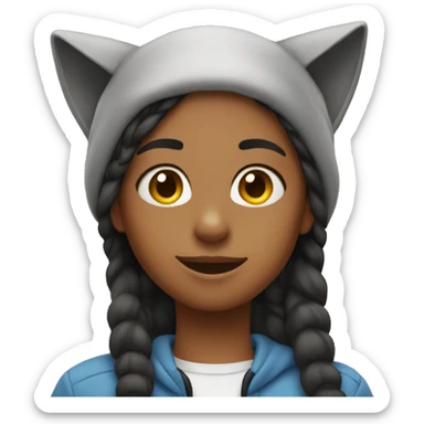 Girl with cat ear hat on sticker