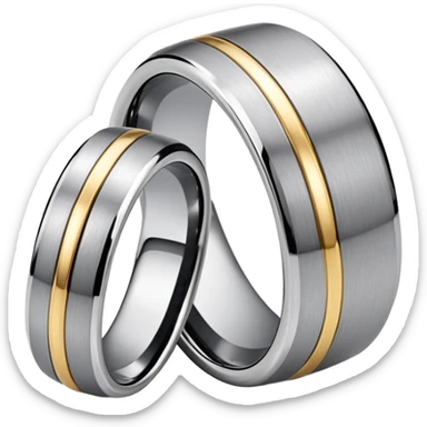 Two tone Tungsten silver and small gold trim metal ring sticker