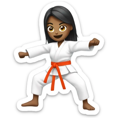 woman in karate uniform kicking sticker
