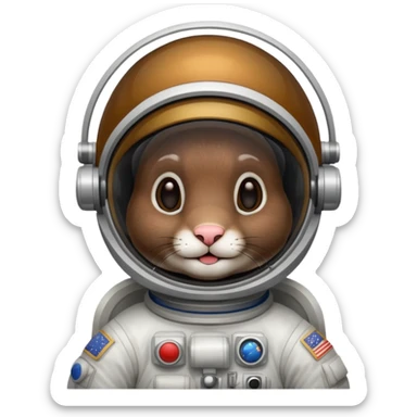 dark brown rabbit astronaut sticker