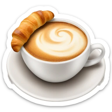 Cup of cappuccino with croissant sticker