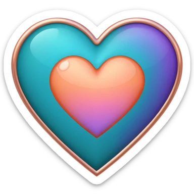 I need a teal, orange , purple, and rose gold Heart emoji that looks like a cartoon  sticker