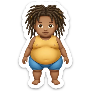Diabetic disabled black baby with dread locks with obese body and a big but sticker