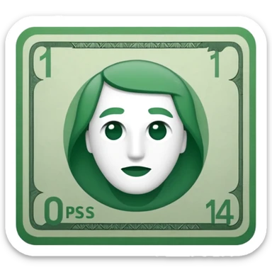 one 14 dollar bill flat ios emoji style version sticker