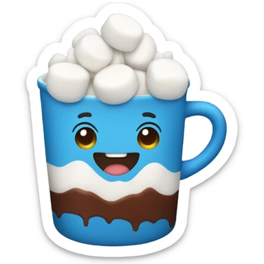 blue cup of chocolate with marshmallows sticker