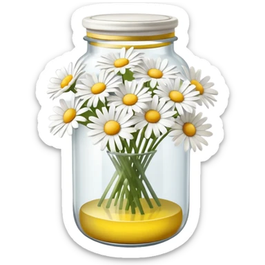 bouquet of daisies in a glass jar sticker