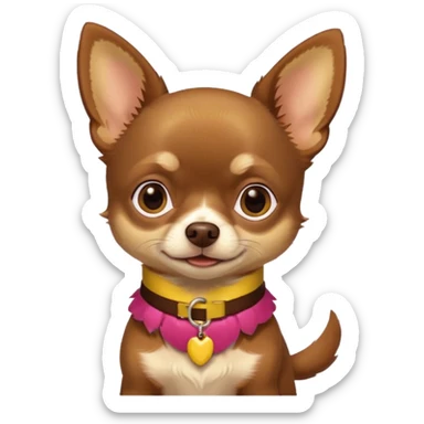 Chihuahua color chocolate con las patitas y pecho color café claro, un pequeño collar amarillo  sticker