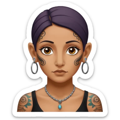 ancient woman with tatooed and blank ear sticker