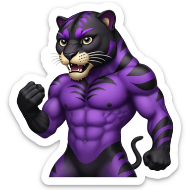 Aggressive Panther emoji with black and purple coloring sticker
