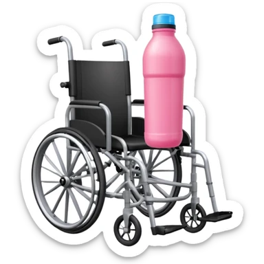 Pink water bottle sitting on a wheelchair with cars   sticker