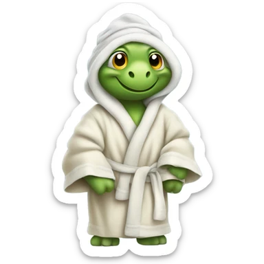 Turtle in a robe with a towel on it’s head sticker