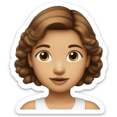 niña pelo marron liso, ojos marrones y blanca de piel sticker