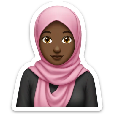 Black hijabi girl with pink hijab sticker