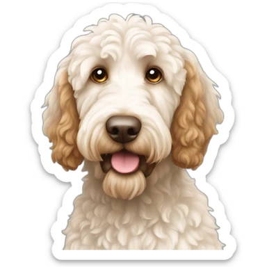 White and light brown Labradoodle sticker