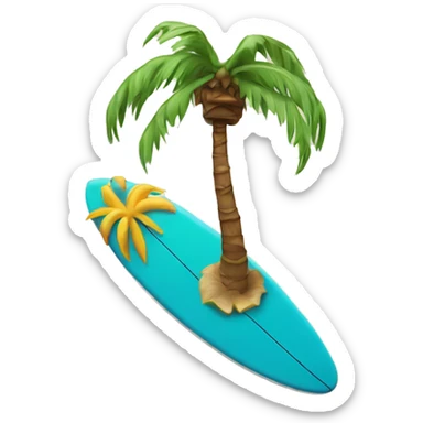 a palm tree on top of a surfboard  sticker