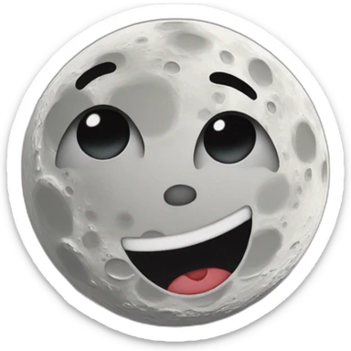 zany face on the moon sticker
