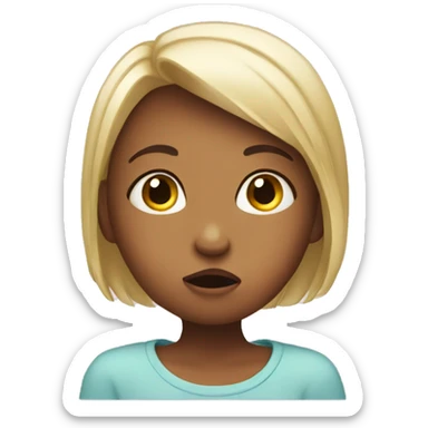 shy girl coving her mouth sticker