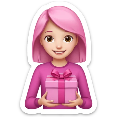 Girl holding pink gift box






























 sticker