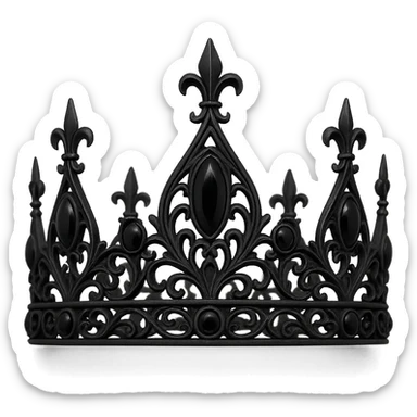 gothic black crown with matte black metal, onyx stones, haunting sophisticated design sticker