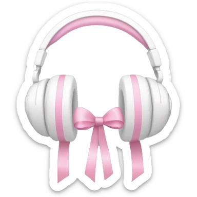 white headphones with baby pink ribbons on the sides  sticker