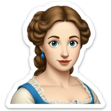 The folk french woman writing, blue eyes, brown hair, 18th century sticker