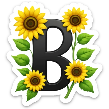Black capital letter y with sunflowers sticker