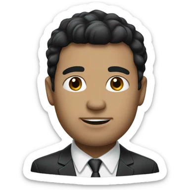 business man short straight black hair fluffy sticker