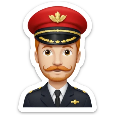 bellboy face long hair ginger bellboy red hat mustache sticker