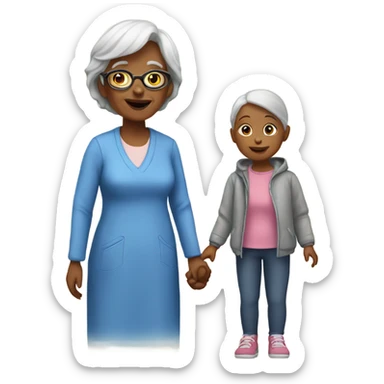 Grandmother with a girl sticker