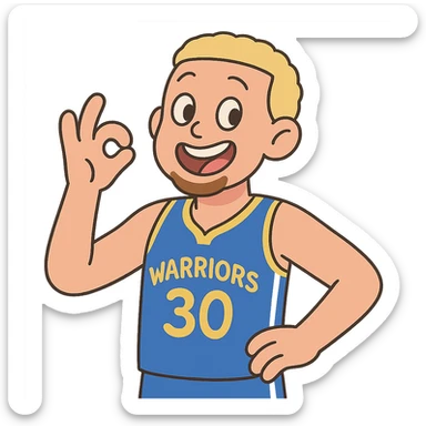 pastel toon style Stephen Curry with blonde hair, no beard, cheerful expression sticker