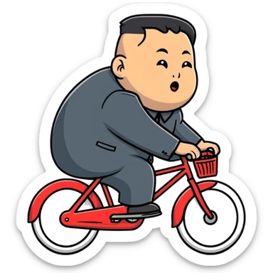 Kim Jong Un riding a bicycle from side view sticker