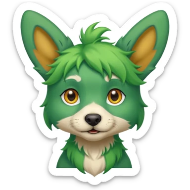 green haired dog with big ear piercing on tip of the ear sticker
