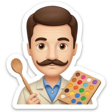 artist with a palette and a moustache sticker