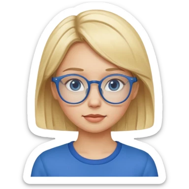 blond girl with eyeglass and blue outfit sticker