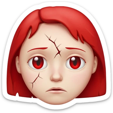 a very sad face that's red, can you make it less human sticker