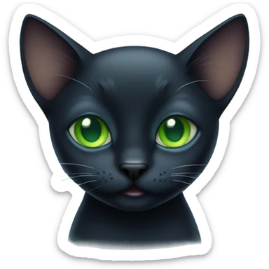 cute black cat with green blue eyes sticker