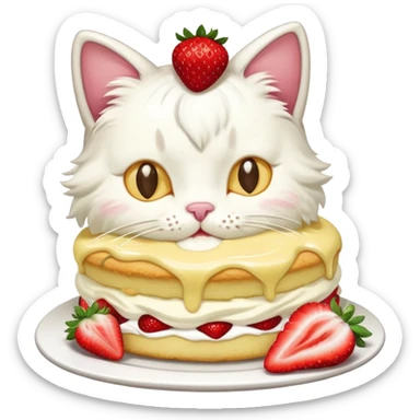custard strawberry shortcake cat  sticker