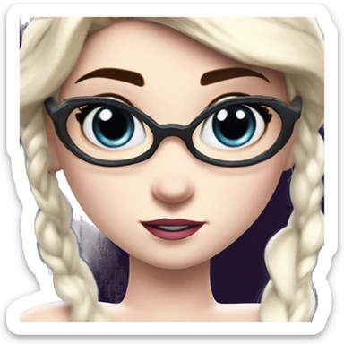 Plushie wholesome nerd Elsa in Marvel Avengers style, oil paint, mysterious eyes, intricate lips, masterpiece pose, odd perspective, beautiful, desirable, logical sticker