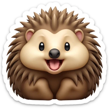 Cinematic Cute Yawning Echidna Portrait Emoji, Head tilted slightly with a dramatic, wide-open yawn, showcasing a soft, downy spiky fur with a slightly drooping snout and small, drowsy eyes, Simplified yet irresistibly adorable features, highly detailed, glowing with a soft, cozy glow, high shine, relaxed yet expressive, stylized with a touch of prickly whimsy, bright and endearing, soft glowing outline, capturing the essence of a sleepy yet affectionate echidna, so drowsy it feels like it could curl up out of the screen for a nap! sticker