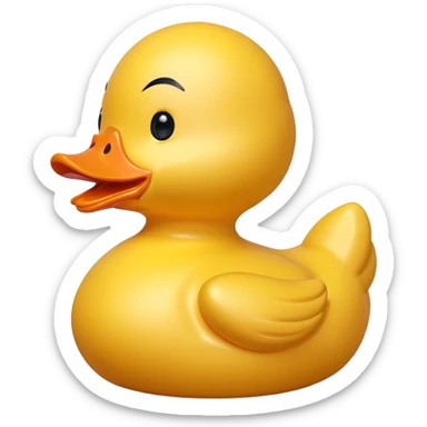 A rubber duck with a big biceps sticker