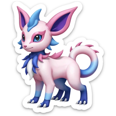 Shiny Absol-Salandit-Sylveon-Amaura-Fakémon-hybrid-creature (full body)  sticker