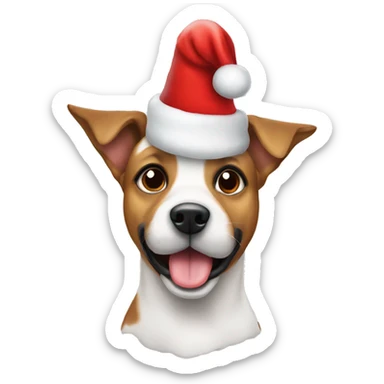 Dog wearing a Christmas hat sticker