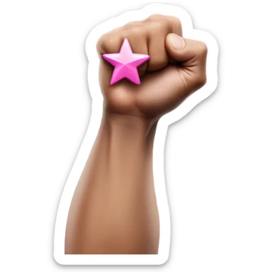 Flexing arm with the number 5 and a pink star on it sticker