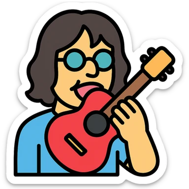 John Lennon eating a guitar sticker