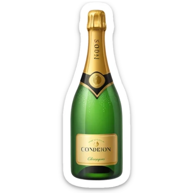 green champagne bottle with white middle and top sticker