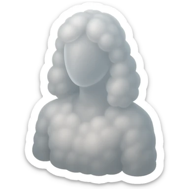 matte glass style, person made of white convex fluffy clouds, shoulder length, front view sticker